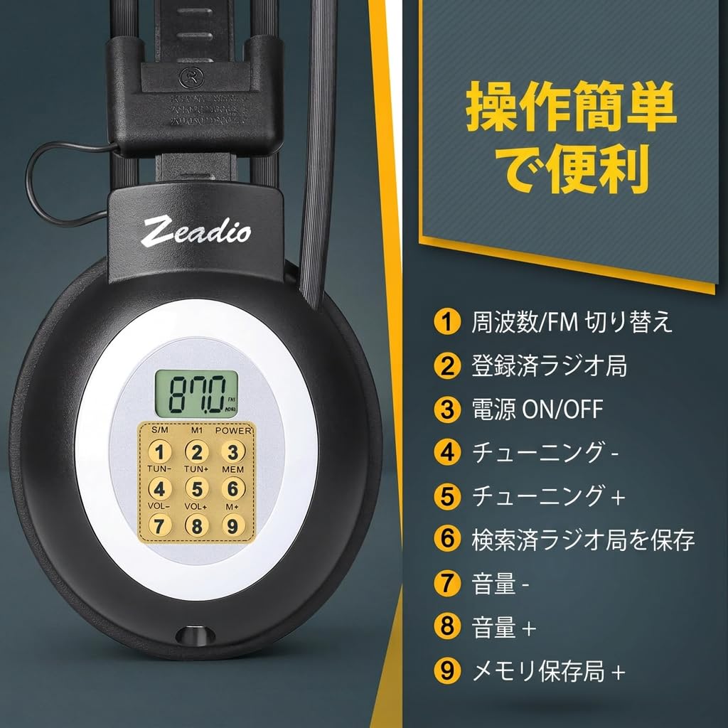 Amazon.co.jp: Zeadio ヘッドホンラジオ、FMステレオヘッドセット