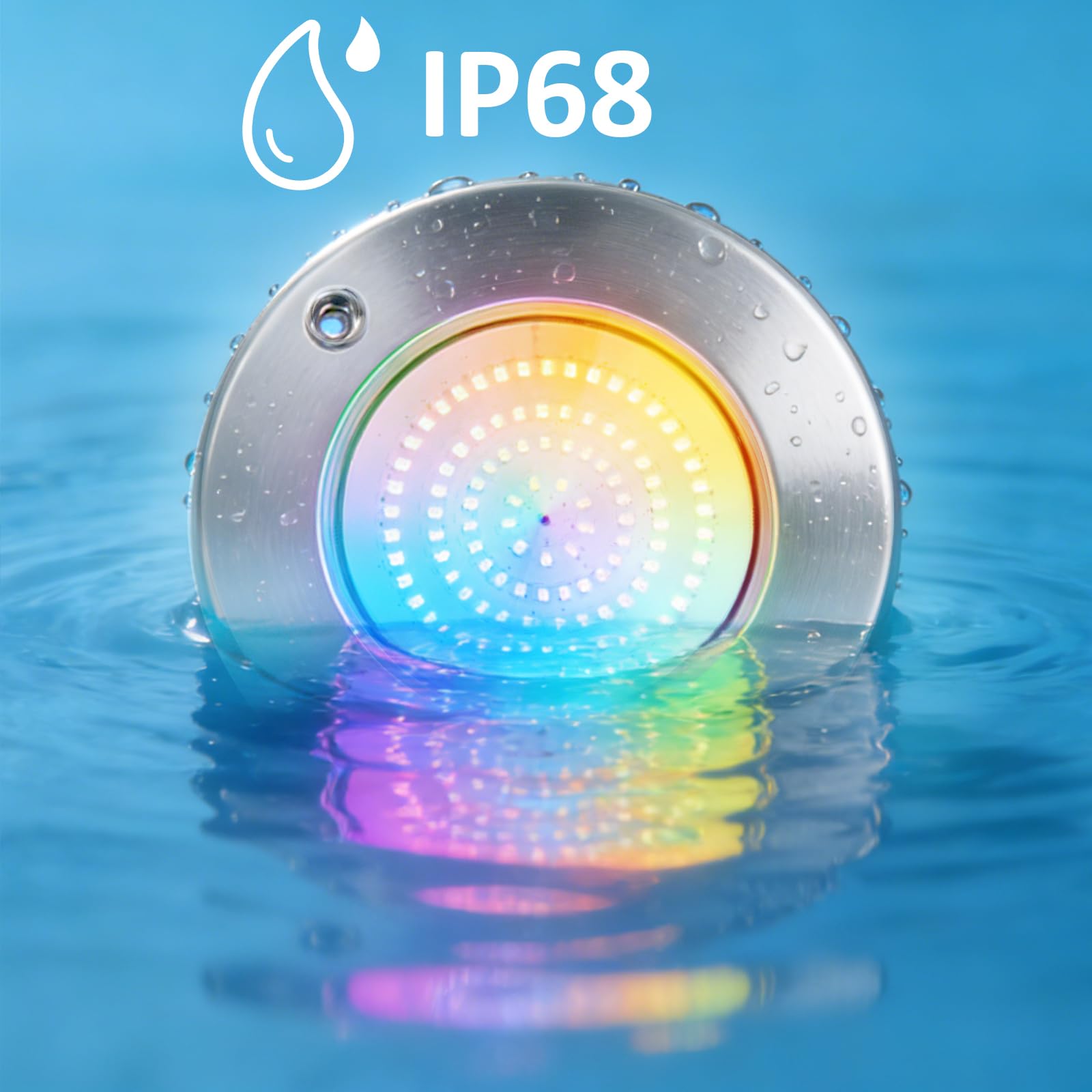 LED Poolbeleuchtung, 18W RGB Edelstahl Unterwasserscheinwerfer, IP68 Wasserdicht, Oberflächenmontage, 12V AC/DC Schwimmbad Lampe mit Fernbedienung, Für Schwimmbad/Landschaft Beleuchtung