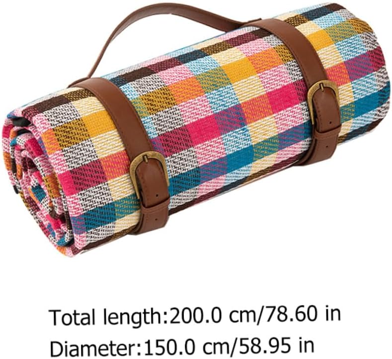 ibasenice Leather Strap Waterproof Camping Picnic Mat, 150x200cm Thick Outdoor Ground Mat with Moisture Barrier for Hiking, Beach, and Travel