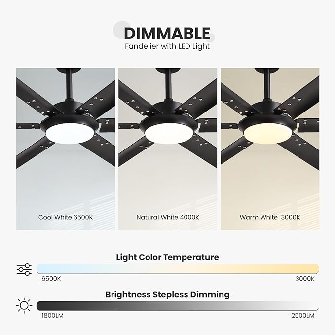 Ventilador de Techo 52 Pulgadas con Luz, Control Remoto y 12 miniatura 7
