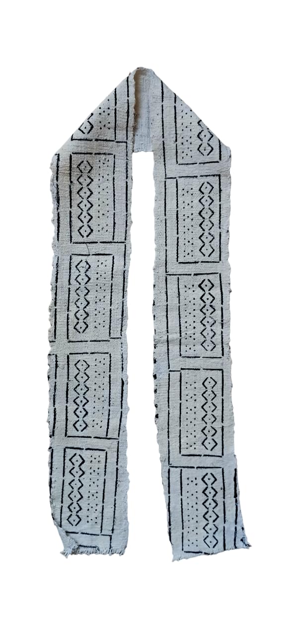 African Mud Cloth Kente White Stole Style 1
