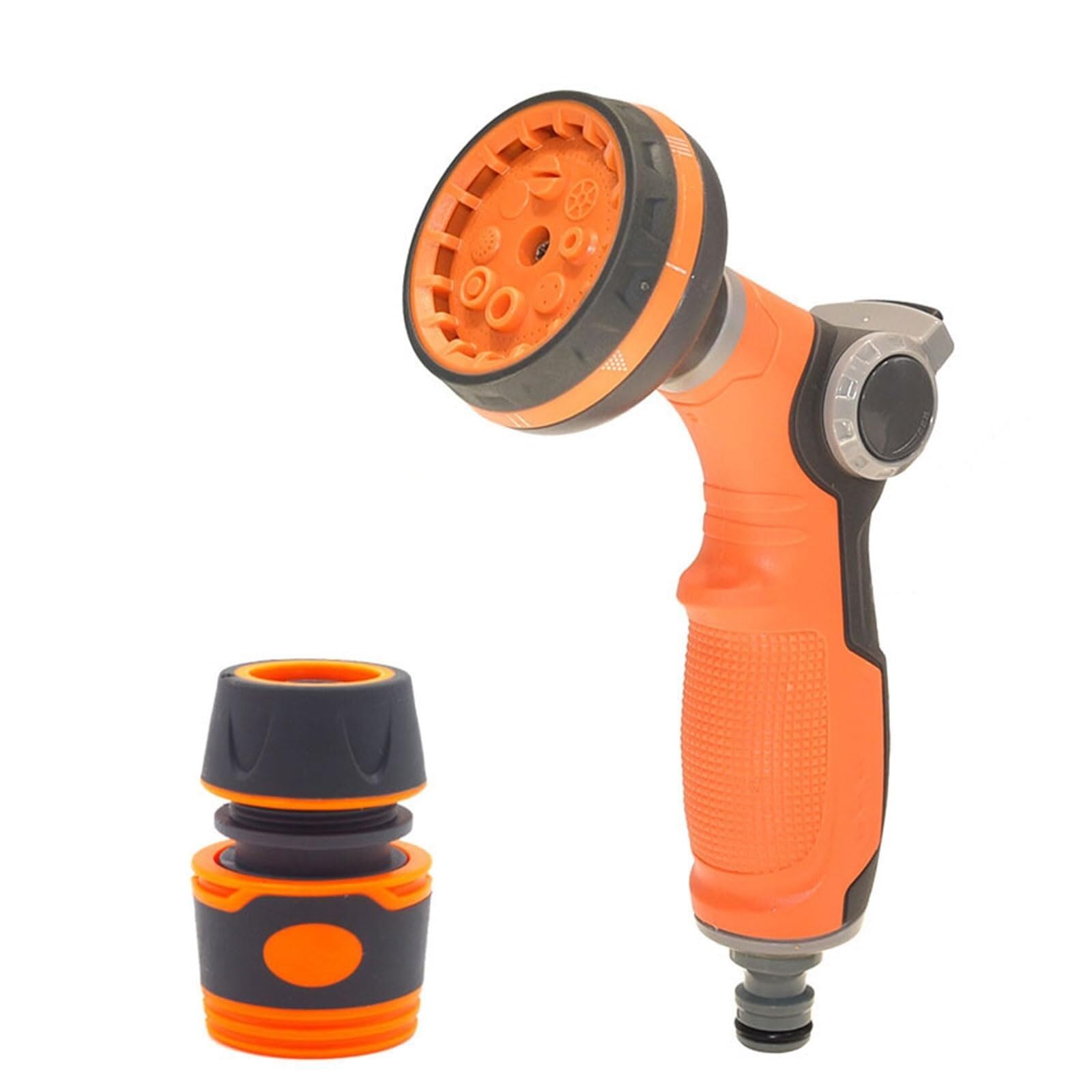 Lkvent Orange Garden Hose Nozzle Adjustable Spray Patterns High Pressure Hose Sprayer, For Lawns Watering Car Washing