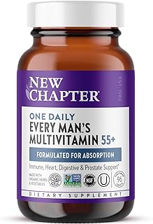 New Chapter Men's Multivitamin 55+, Extra B6 & B12, D3, Astaxanthin, Vitamin C &