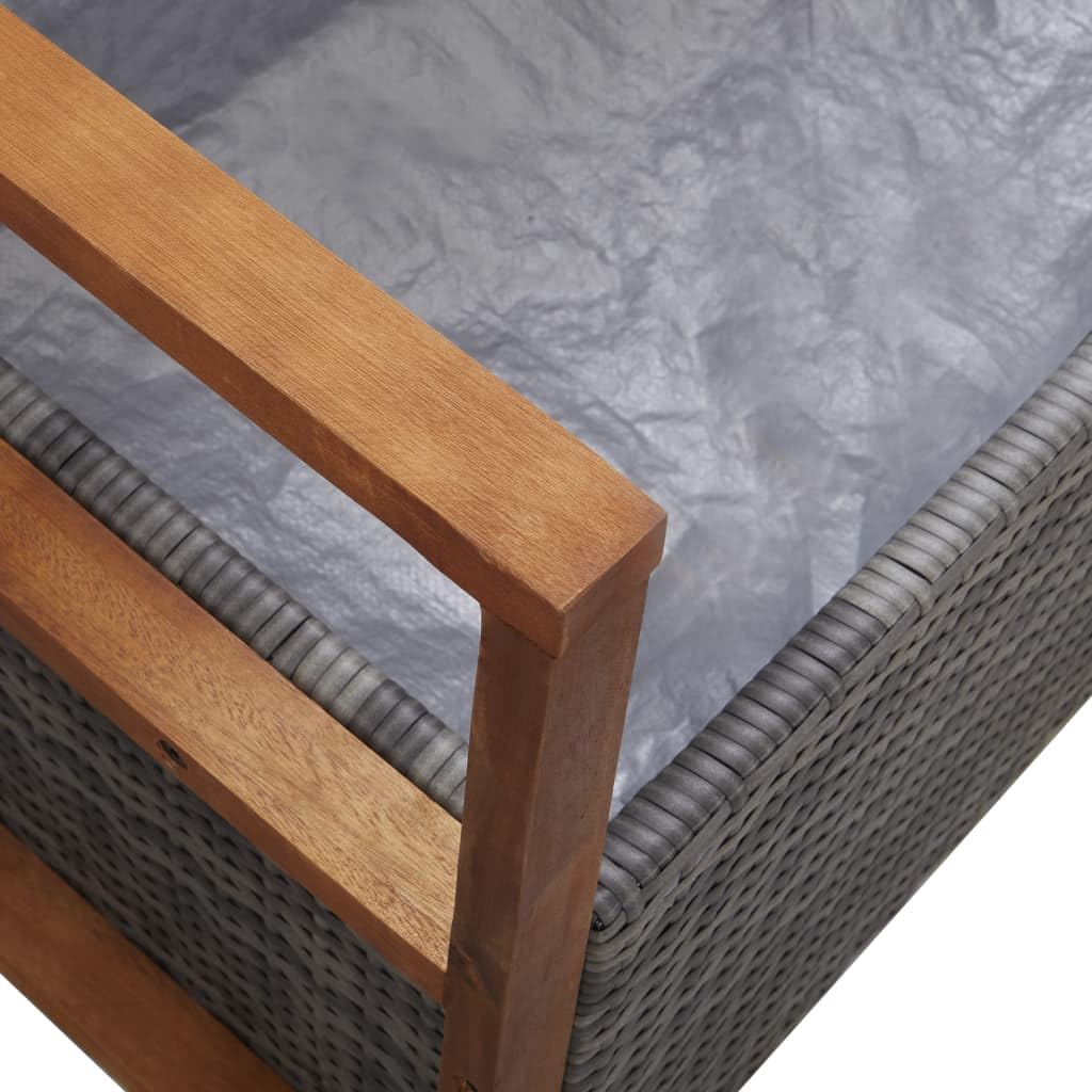 vidaXL Banco de Jardín con Almacenaje Asiento de Patio Alamcenamiento Ratán Gris Madera Maciza de Acacia