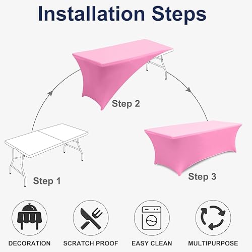 Miniatura 83 de ABCCANOPY - Funda elástica para mesa (6 pies) Mantel de poliéster de más de 30 colores, ajustado, de licra, elástico, con parte trasera abierta.