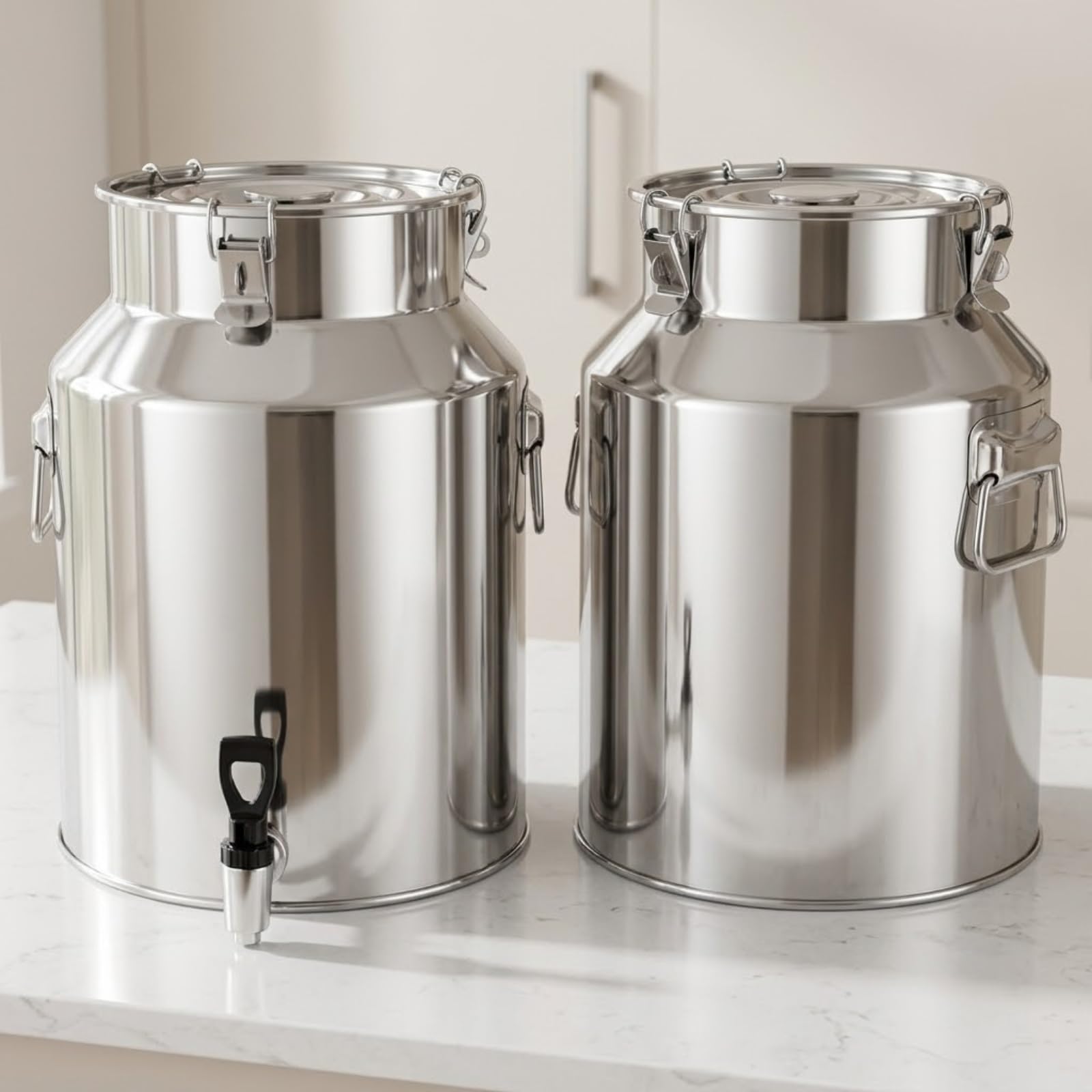 Edelstahl Milchkanne 304, Luftdichte Milchkanne mit Deckel, Edelstahl Behälter
