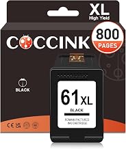 COCCINK 61 XL for HP 61 Black Ink Cartridge Envy 4500 5530 4502 61XL | Deskjet 1510 1512 2050 2512 2540 2548 2680 Officejet 2620 4630 4635 Remanufactured Printer Ink HP 61 XL HP61 HP61XL (1 Black)
