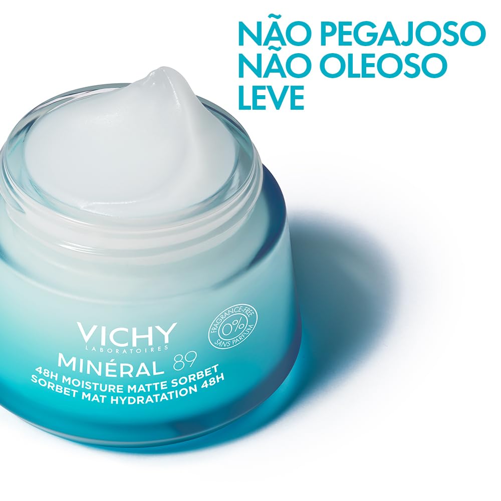 Vichy Minéral 89, 48H Moisture Matte Sorbet, Non-Greasy Face Moisturiser, With Hyaluronic Acid & Salicylic Acid - Image 4