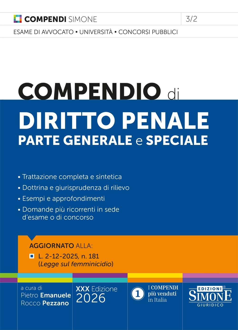 Compendio di Diritto Penale Parte Generale e Speciale 2026