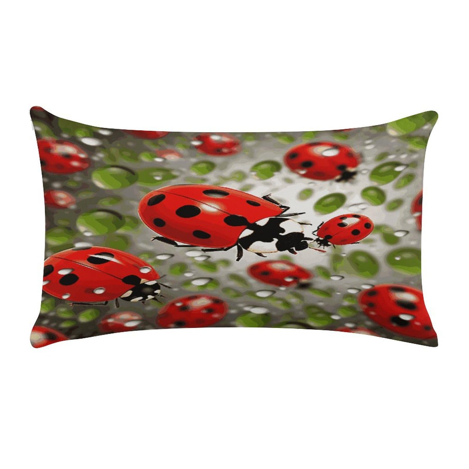 MUSM Ladybug Throw Pillow Cover Long Super Soft Pillowcase Luxury Plush Pillowcase Decorative Pillow Shams Anti-Fading Pillow Case Cushion Covers Cozy Pillow Protector