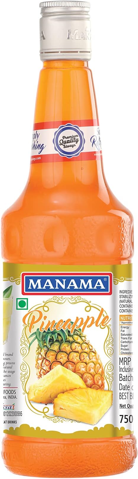 Pineapple Syrup | Fruit Mixer for Mocktails, Cocktails, Drinks, Juices, Beverages | Non Alcoholic Mix 750ML Bottle