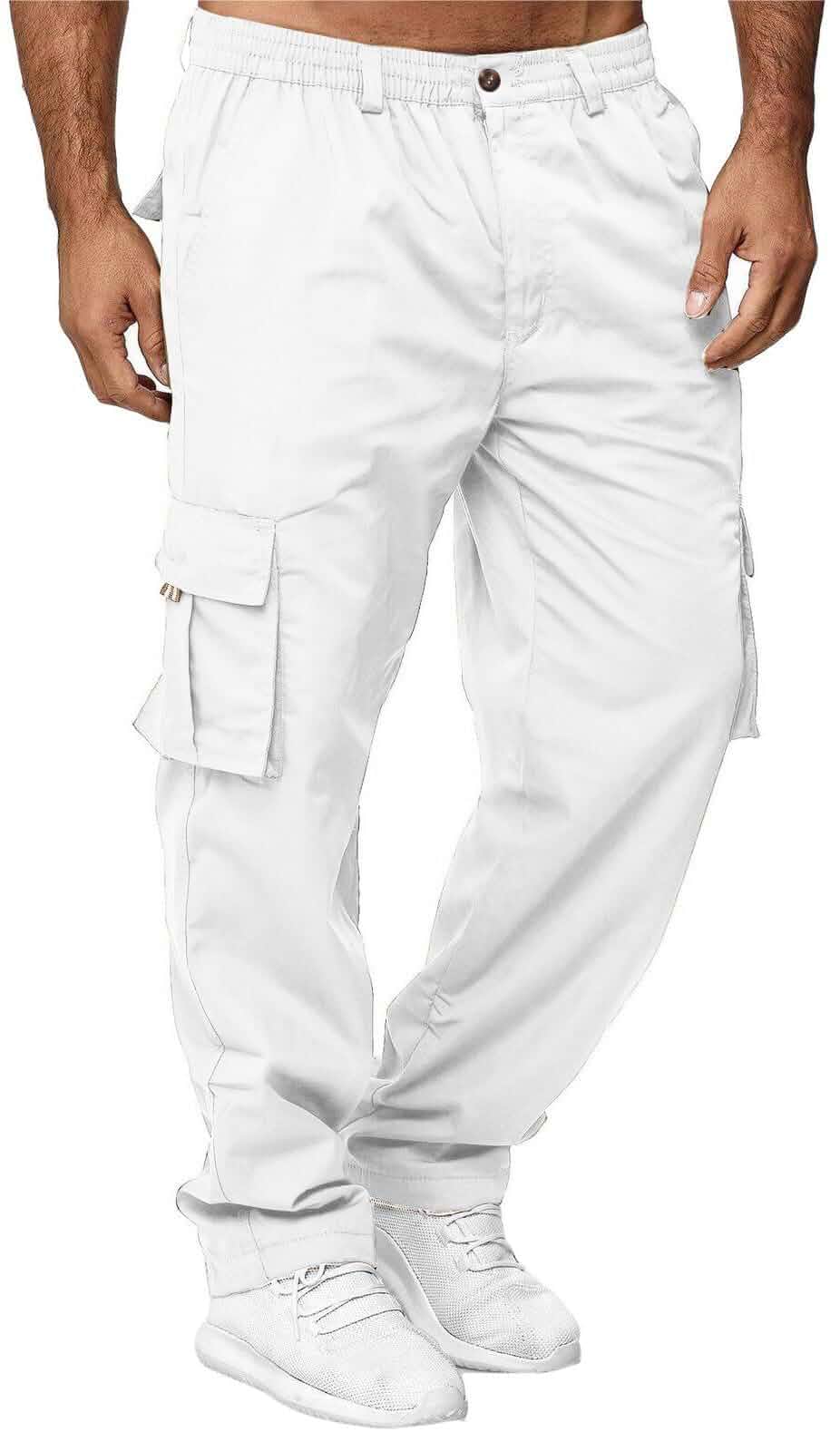 AIFARLD Men's Cargo Pants with Pockets Cotton Hiking Sweatpants Casual Athletic Jogger Sports Outdoor Trousers Relaxed Fit Cargo