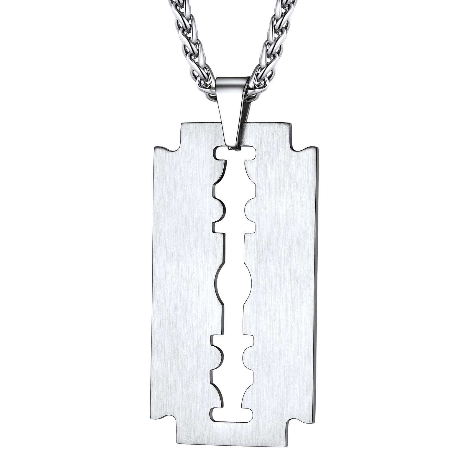 Buy Mens Stainless Steel Razor Blade Model Dog Tag Pendant Hip Hop