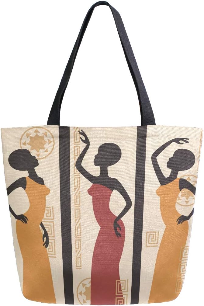 MnsruuMnsruu Beautiful African American Women Grocery Reusable Tote Bag Women Large Casual Handbag Shoulder Bags for Shopping Groceries Travel Outdoors