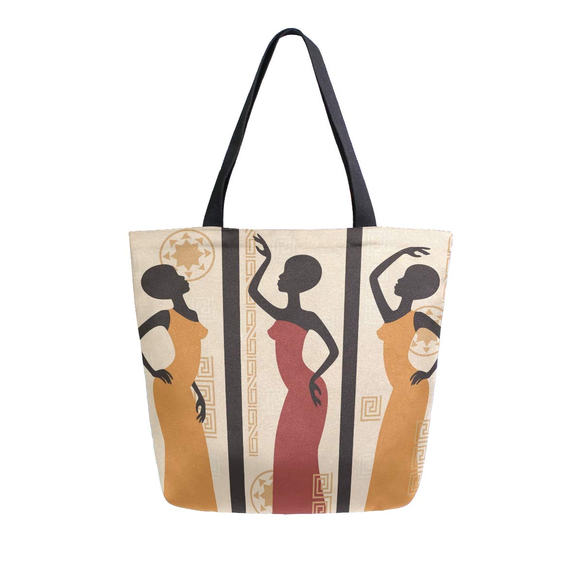 MnsruuMnsruu Beautiful African American Women Grocery Reusable Tote Bag Women Large Casual Handbag Shoulder Bags for Shopping Groceries Travel Outdoors
