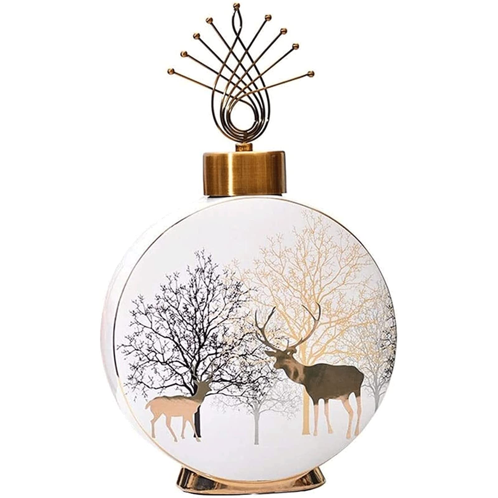 Ngdfgr As Known Fashion Exquisite White Flower Vases Ceramic Decoration Chinese Classical Vase Painted Deer Gift Gift The Vase Ideal Shelf Decor Decoration (A),A
