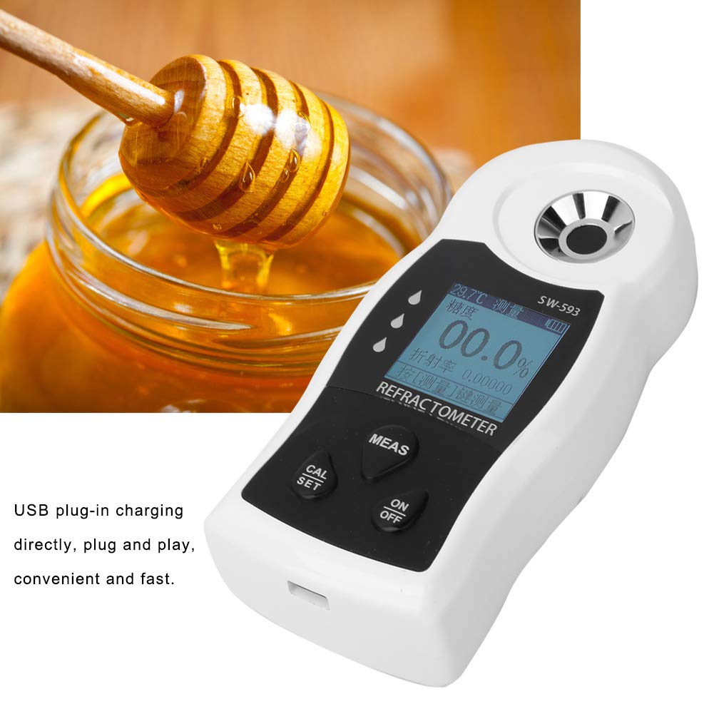 SW-593 - Sacarímetro USB portátil digital sacarímetro de dulzura medidor refractómetro para medir el contenido de azúcar en miel de frutas para azúcar de arce