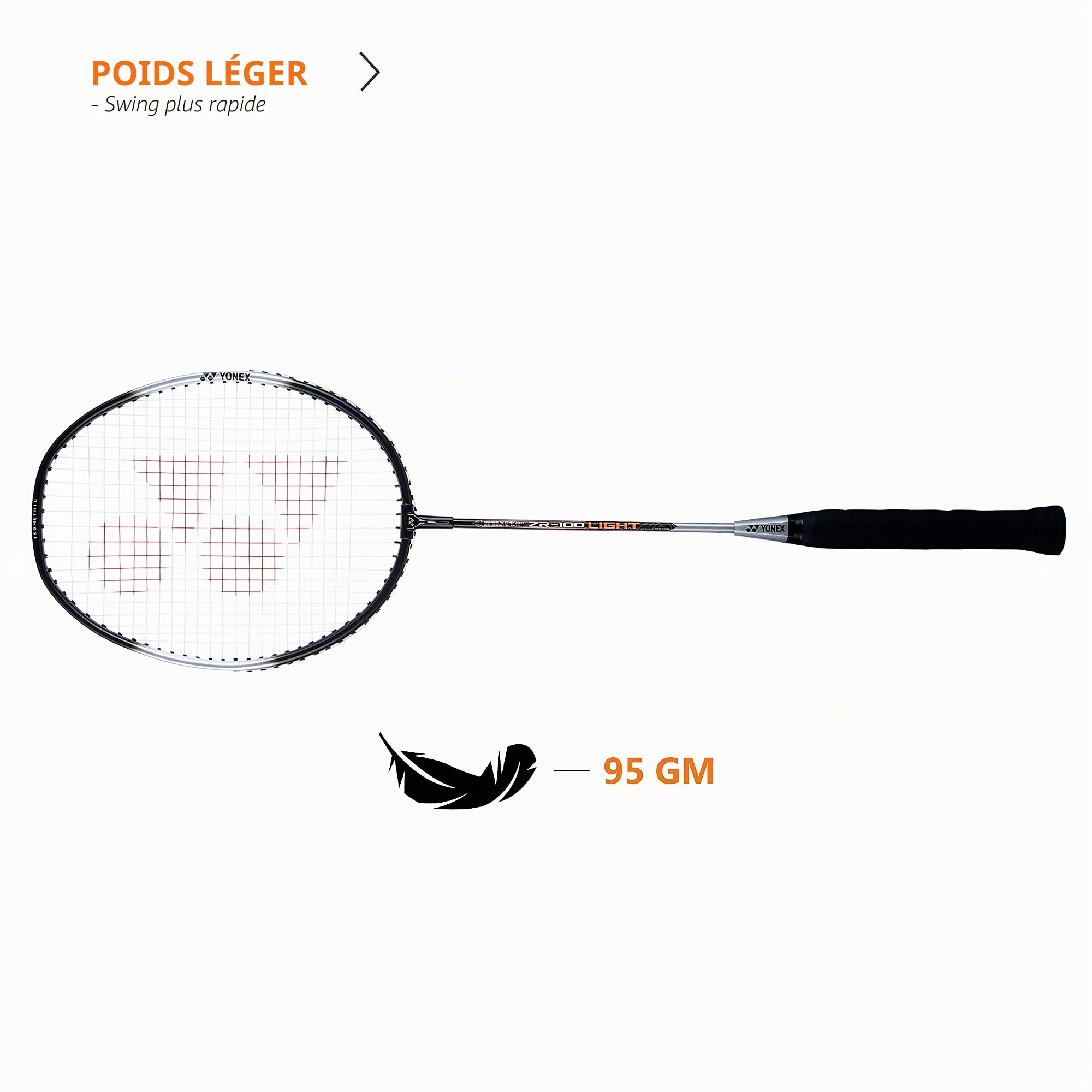 Yonex ZR Raquette de badminton à cordes en aluminium 100 l avec couverture complète