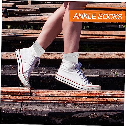 2pairs Women Pearl Decor Casual Socks Short Tube Socks in Comfortable Blend Moisture-absorbing Breathable Design Everyday Wear2