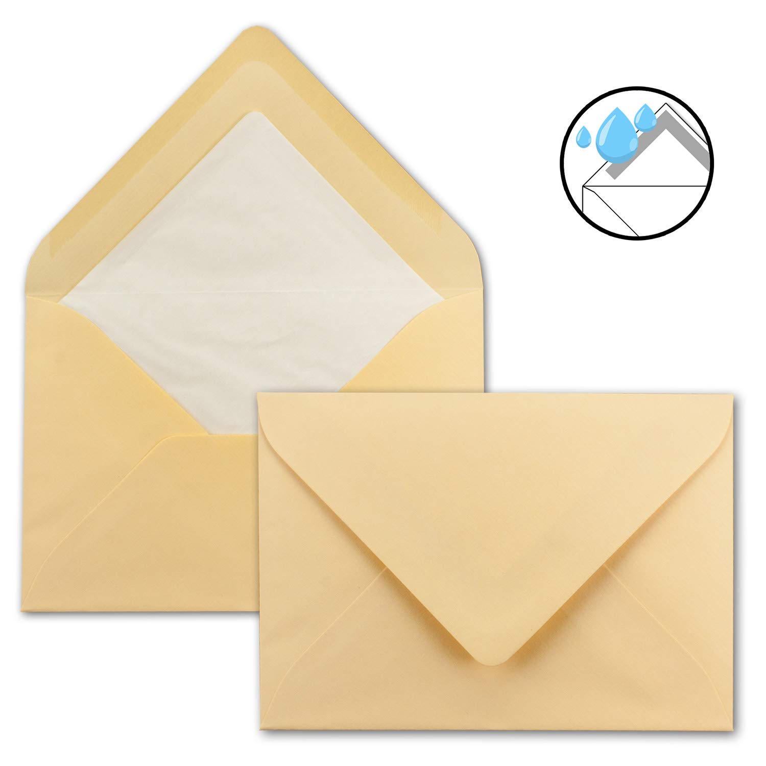 50 x envelopes in Honey Yellow - envelopes in DIN B6-12.5 x 17.6 cm Ribbed Paper - Silk Lining for Christmas and Festive Occasions - Image 2