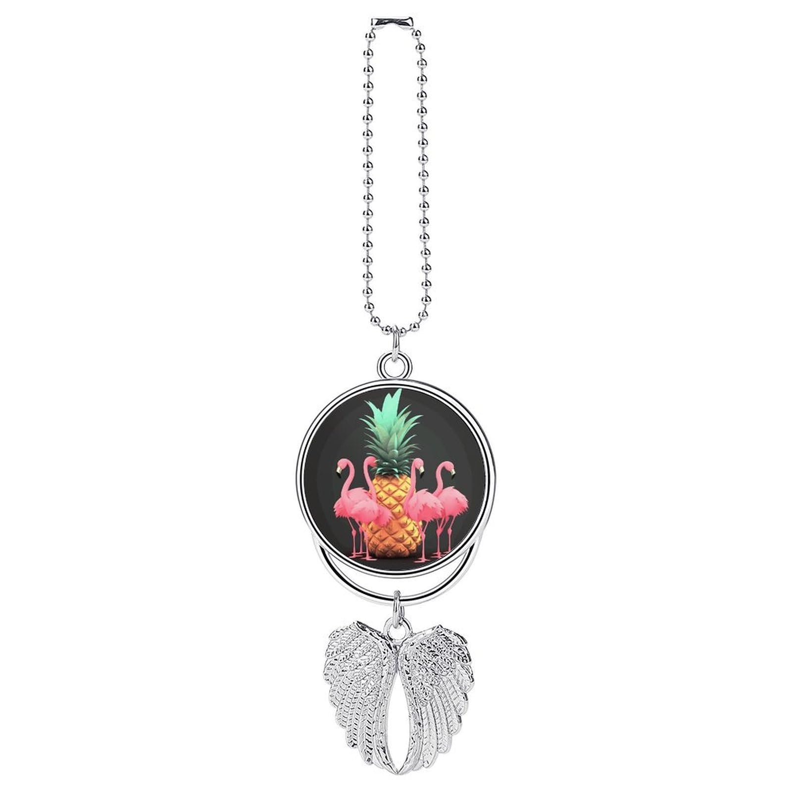 Pineapple Flamingos Car Pendant Hanging Swing Auto Rear View Mirror Hanging Car Rear View Mirror Charm Truck Hanger Ornament Charm for Car Rear View Mirrors Accessories