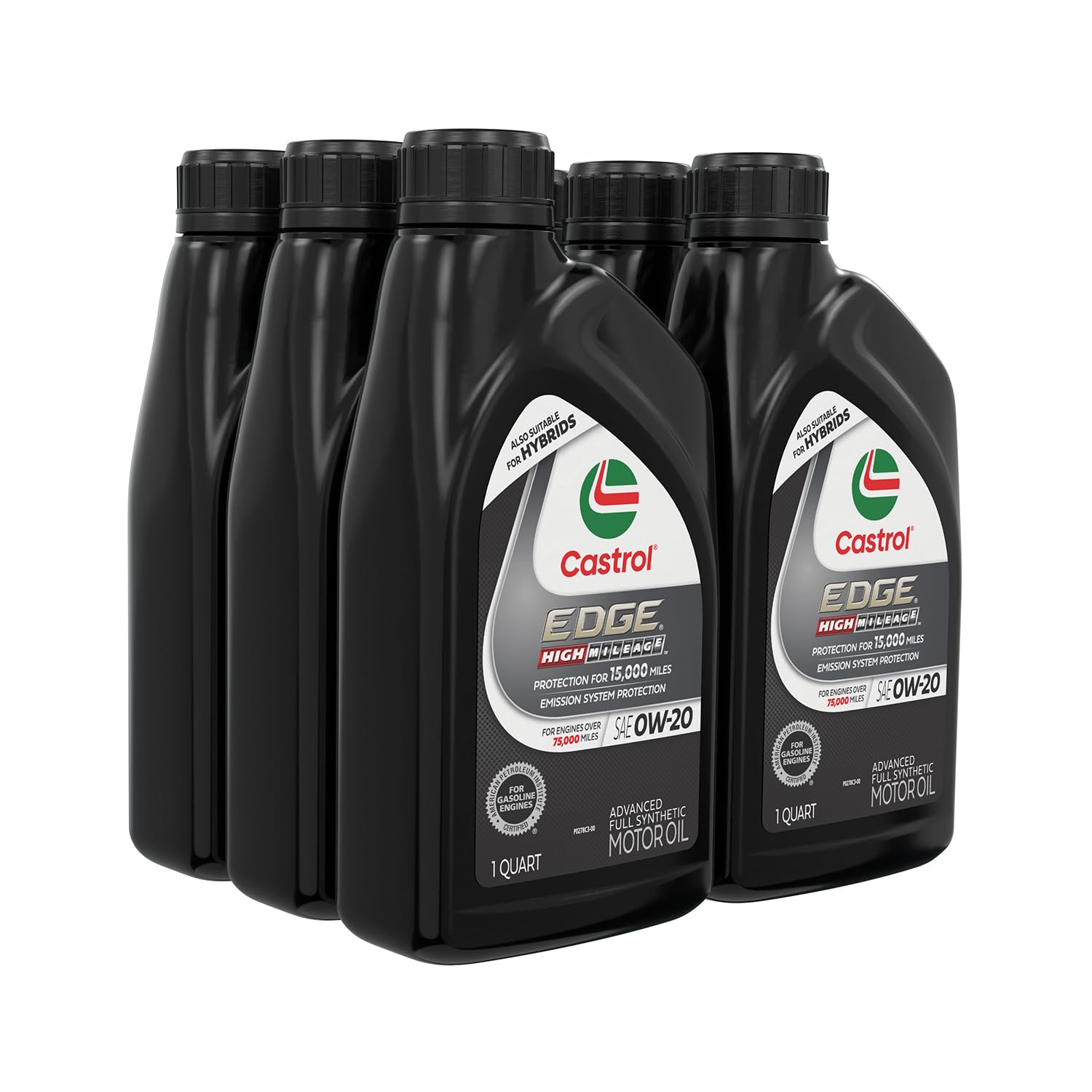 Castrol EDGE High Mileage 0W-20 Advanced Full Synthetic Motor Oil, 1 Quart, Pack of 6