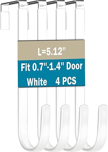 Ganchos para colgar sobre la puerta, paquete de 8 ganchos de acero para puerta con revestimiento de goma, se ajustan a 0.7 a 1.4 pulgadas de ancho