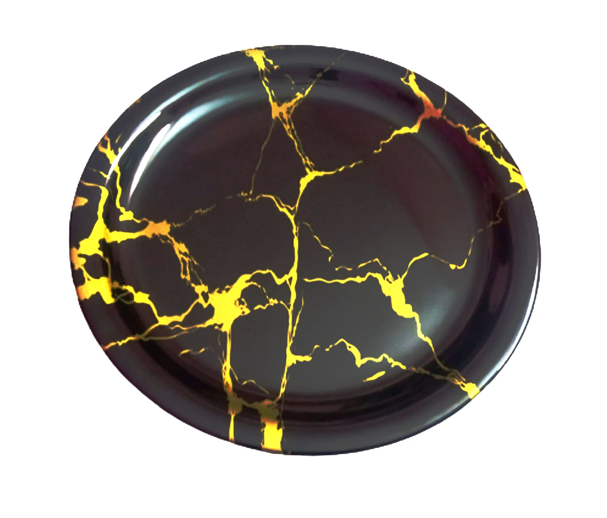 Servewell Melamine Dinner Serving Plate, Set of 6, Black-Gold