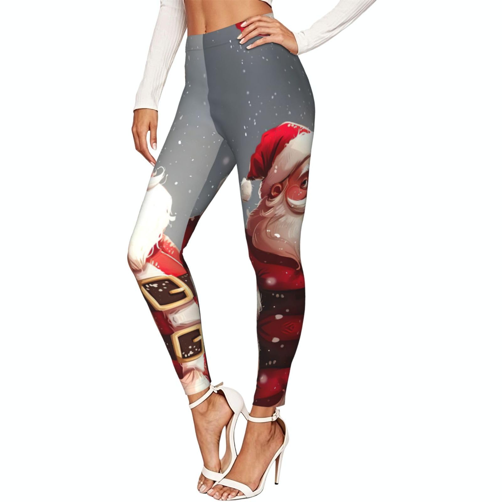 Leggings de compresión de Papá Noel para mujer con tacto suave 7