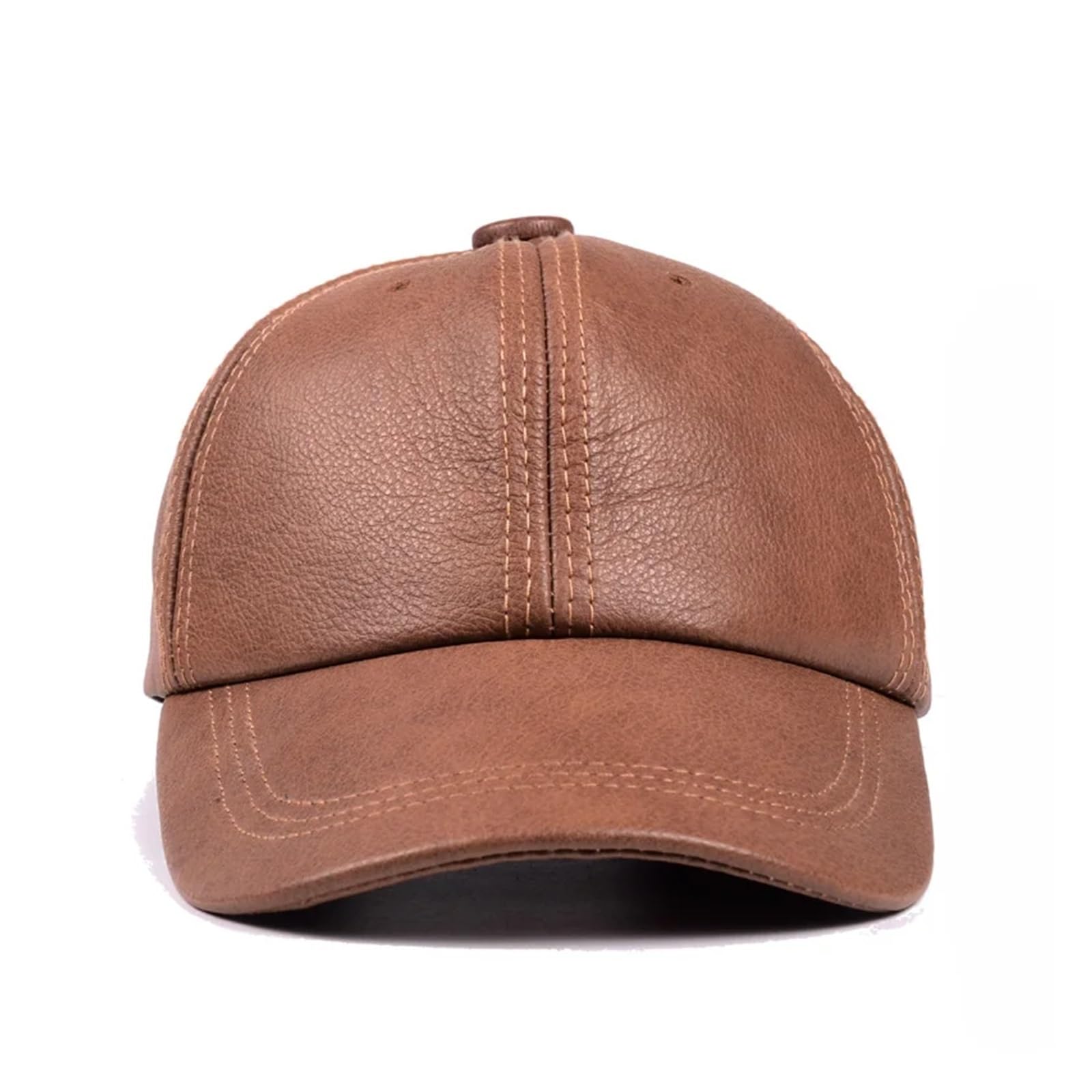 New Male Casual Genuine Leather Baseball Cap For Men Real Cowhide Black/Beige Dad Hats Mens Big Brim Cool Hat