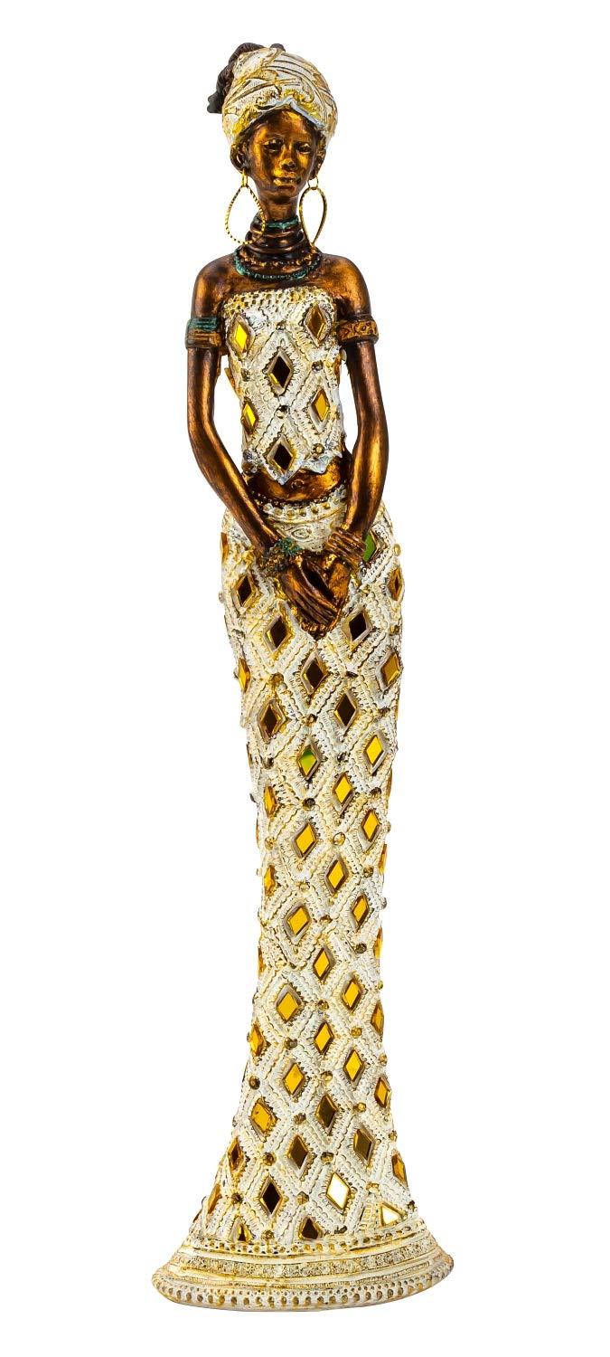 Lifestyle & More Escultura Moderna Figura Decorativa Mujer Africana Oro/marrón Altura 33 cm