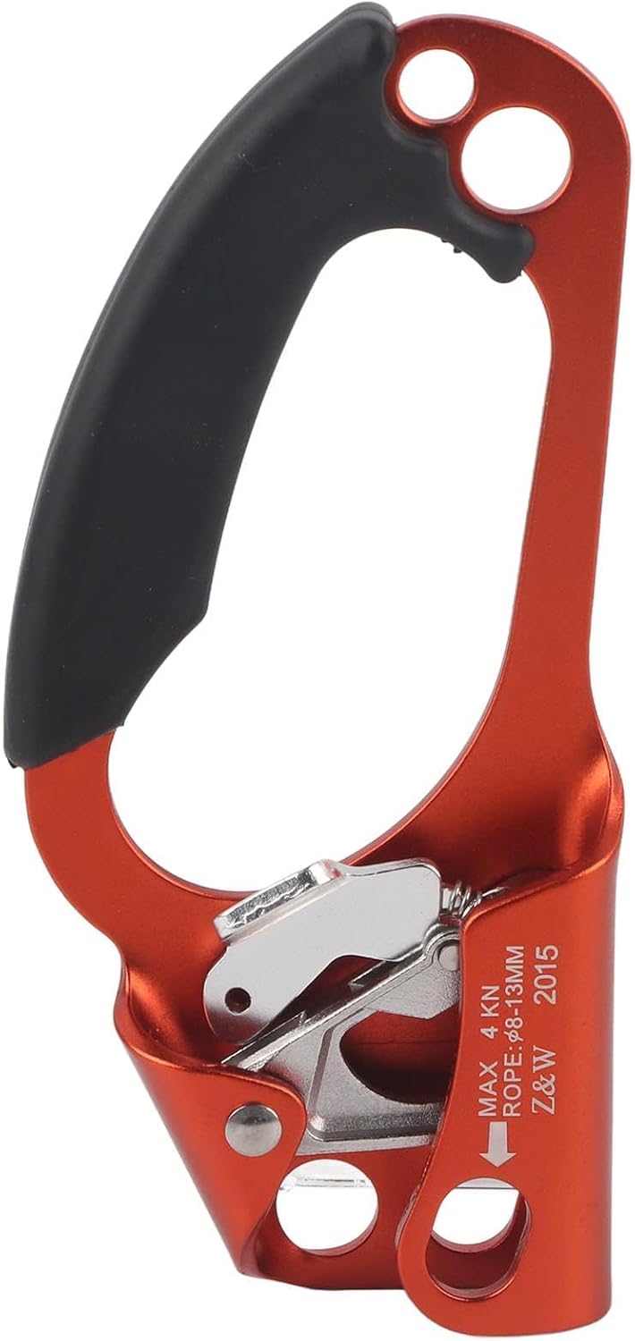 Climbing Hand Ascender, 4KN Right Hand Climbing Rappelling Equip Hand Ascender with Hanging Holes, Aluminum Alloy Mountaineer Handle Ascender