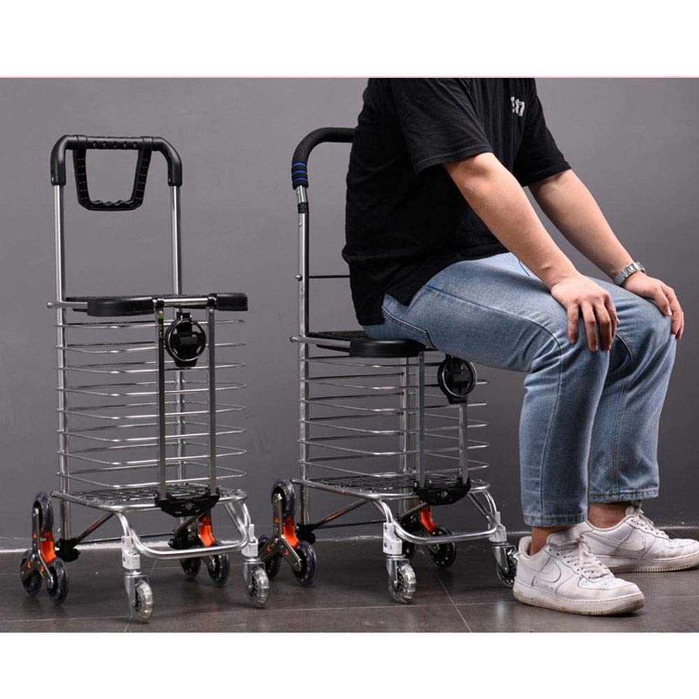 Andador para ancianos, Rollator Mobility Walker, Carrito de compras de anciano, plegable, puede descansar en cualquier momento, ligero y portátil