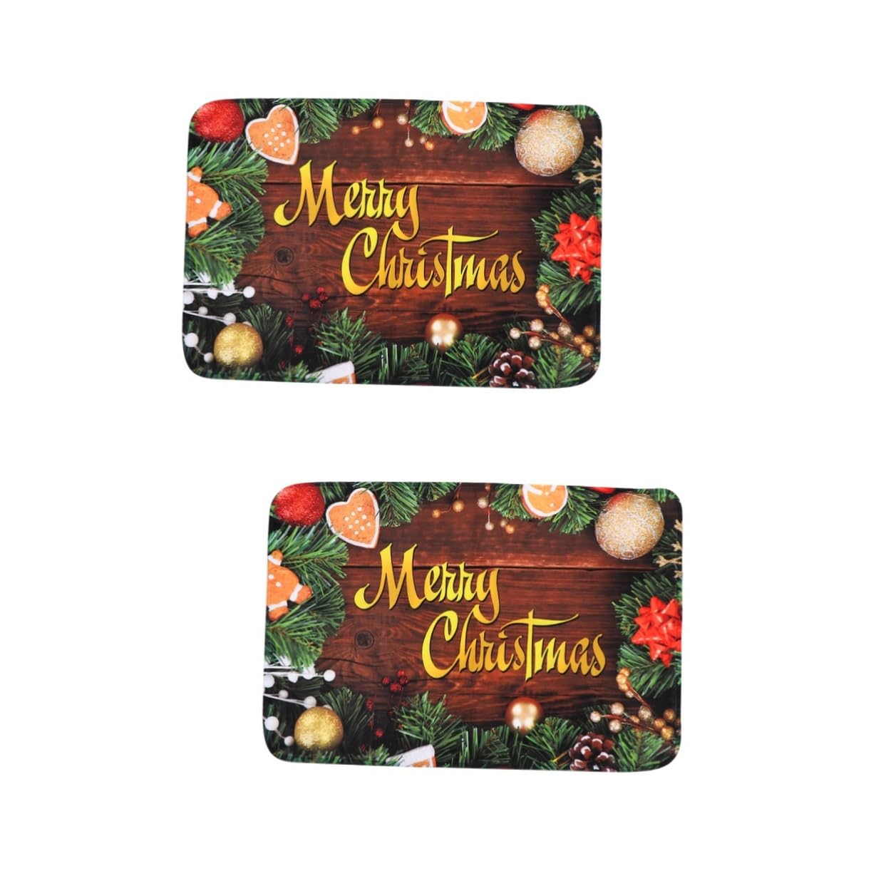 Alfombra navideña y tapete de franela para baño o cocina ABOOFAN, pack de 2 piezas decorativas