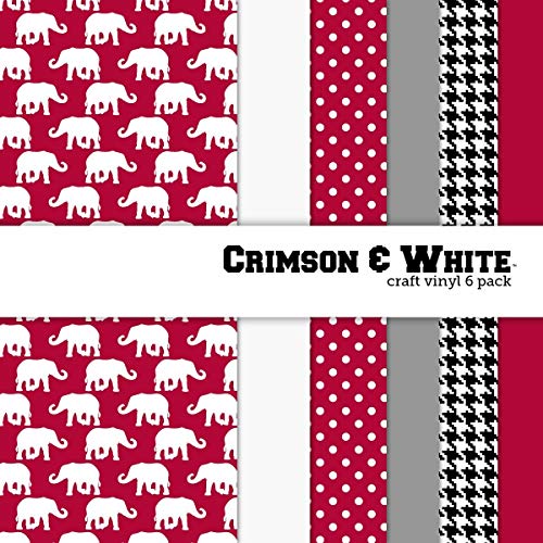 Crimson & White Multi-pack Printed Craft Vinyl 6 Sheets 12x12 for Vinyl Cutters