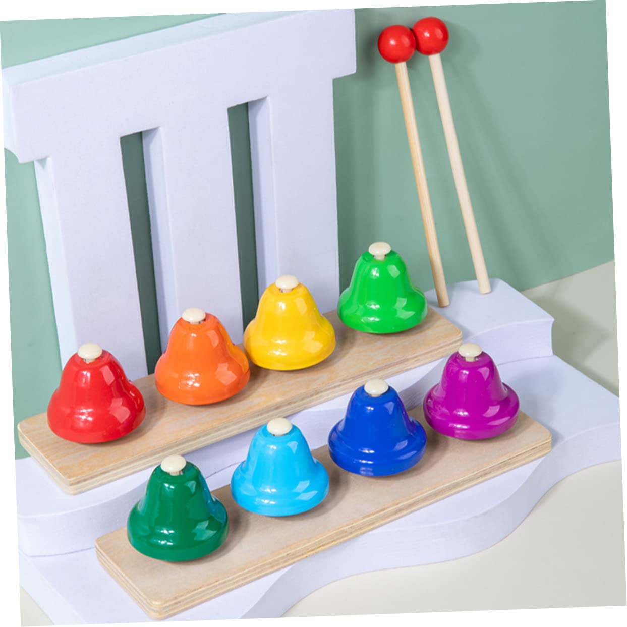 SUPVOX Campanelli Mano Colorati per Strumenti Musicali Percussione per Ragazzo Ragazza Giocattoli Interattivi per Sviluppo Mano-cervello e Interesse per Musica