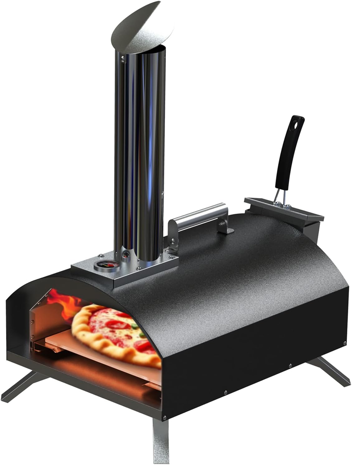 Outdoor Pizza Oven, Portable Stainless Steel Pizza Maker - 12 Inch Wood Pellet Oven with Pizza Stone for Backyard Party, Outdoor Picnic - 2026 Upgraded