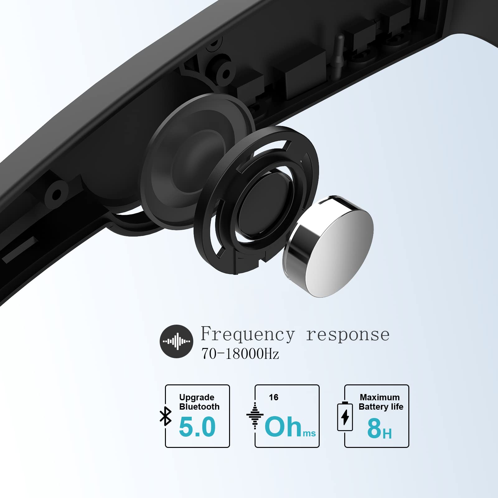 Emzwin 5BC Bluetooth safety glasses for work audio smart glasses headphones with mic, Clear Lens