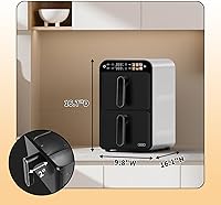 Vista 8 de Horno freidora de aire de 11.6 cuartos de galón con cesta doble, diseño vertical de 2 cestas, función de 6 programas preestablecidos con pantalla