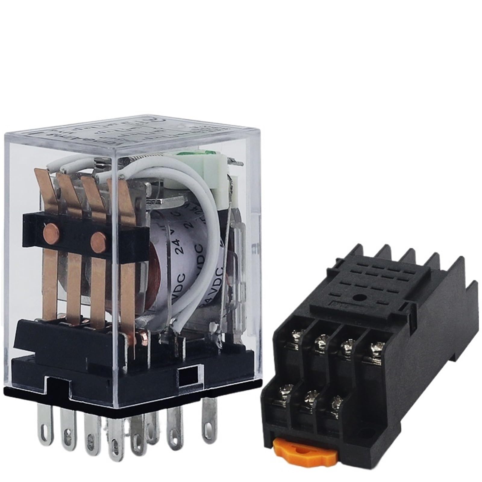Relé MY4P HH54P MY4NJ Bobina General DPDT Micro Mini Interruptor de Relé Electromagnético con Base de Zócalo LED CA 110 V 220 V 12 V 24 V(AC,24V-with Base)