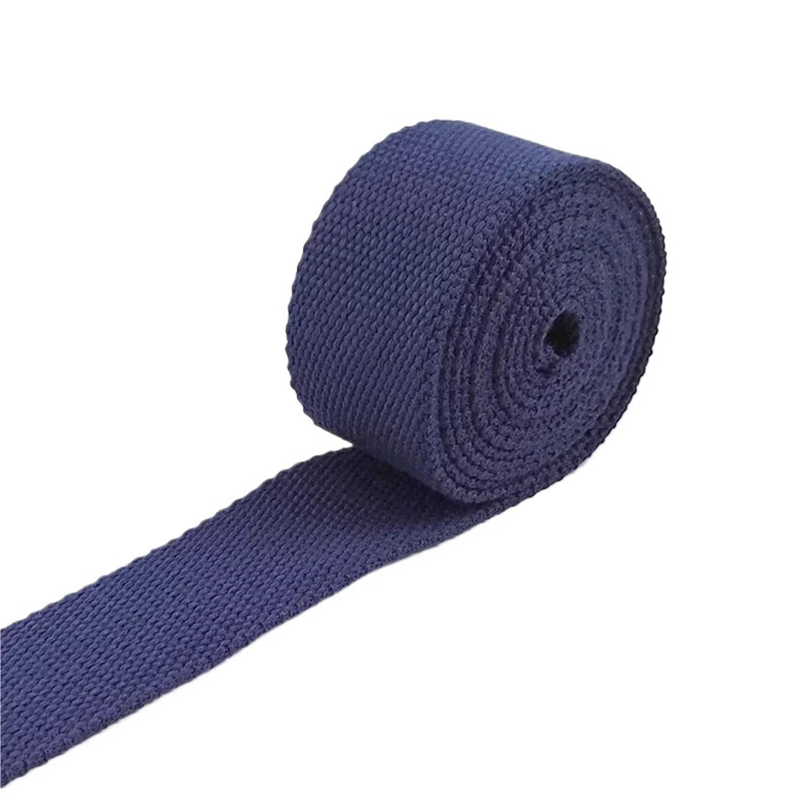 Cinta De Algodón Cintas de correas algodón 8 metros, 20-50mm, 2mm espesor, cintas lona for coser ropa, cinturón, bolsos DIY, accesorios correa(19DarkBlue,50mm)