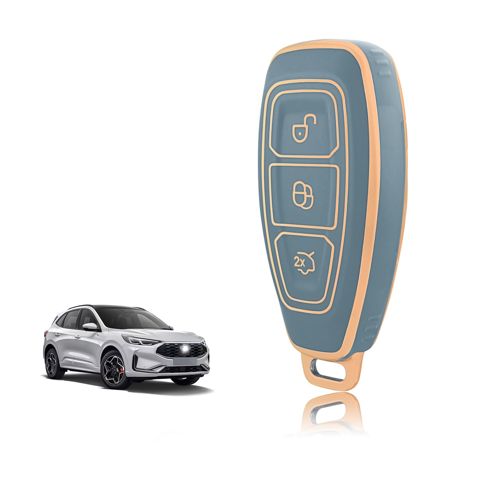 TOOMUME Schlüsselhülle TPU, Autoschlüssel Hülle Passt für Ford Kuga Puma Fiesta Focus Ecosport Mondeo Galaxy Edge Grand C-Max B-Max Mk2 Mk3 Mk4, Schlüsselcover Schutz Schlüsselgehäuse - Smart Key