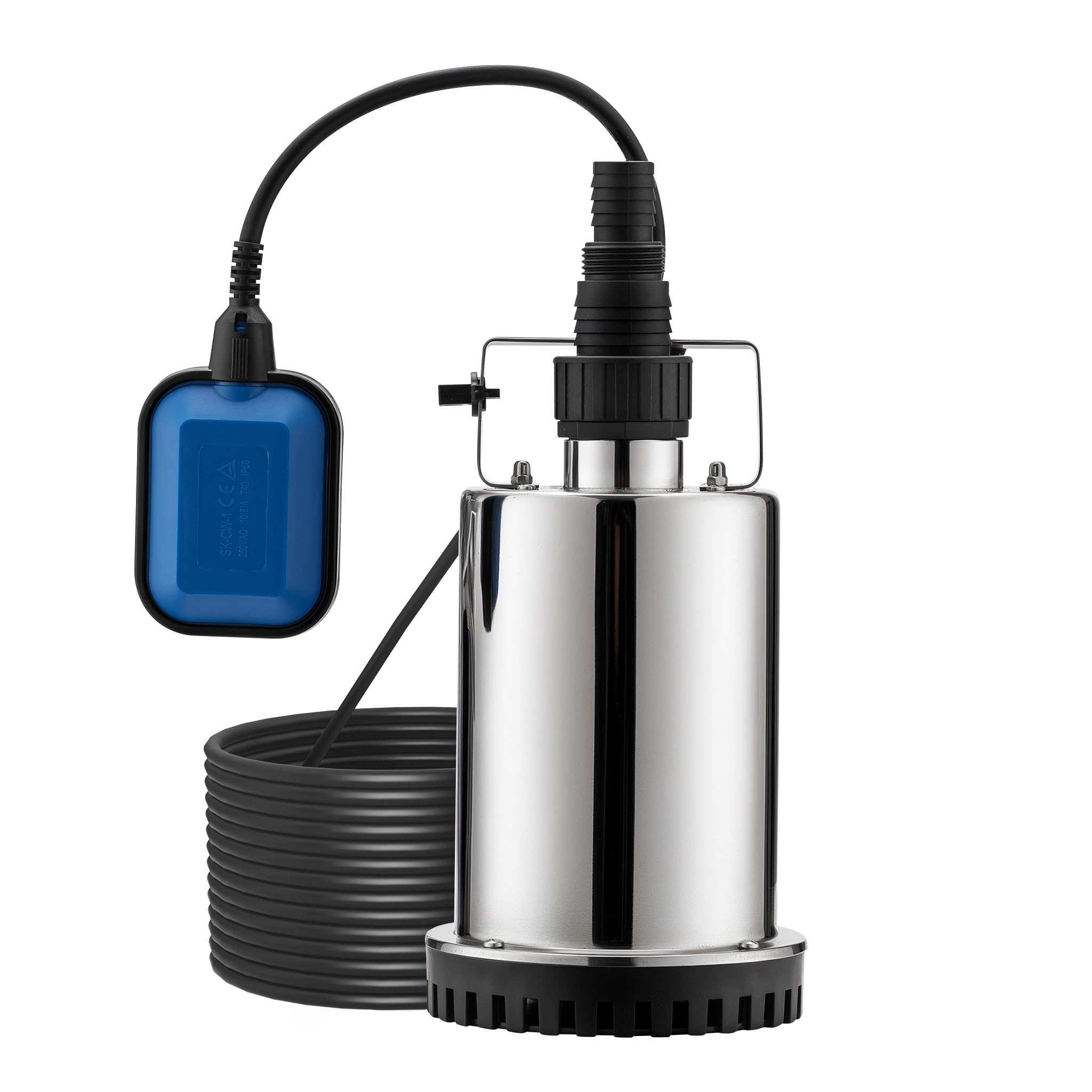 Wiltec Pompe électrique pour eaux sales – Submersible – 400 W / 7500 l/h – Refoulement max. 6,5 m – avec Flotteur – Pompe-cave pour Arrosage Irrigation Jardinage Évacuation Drainage