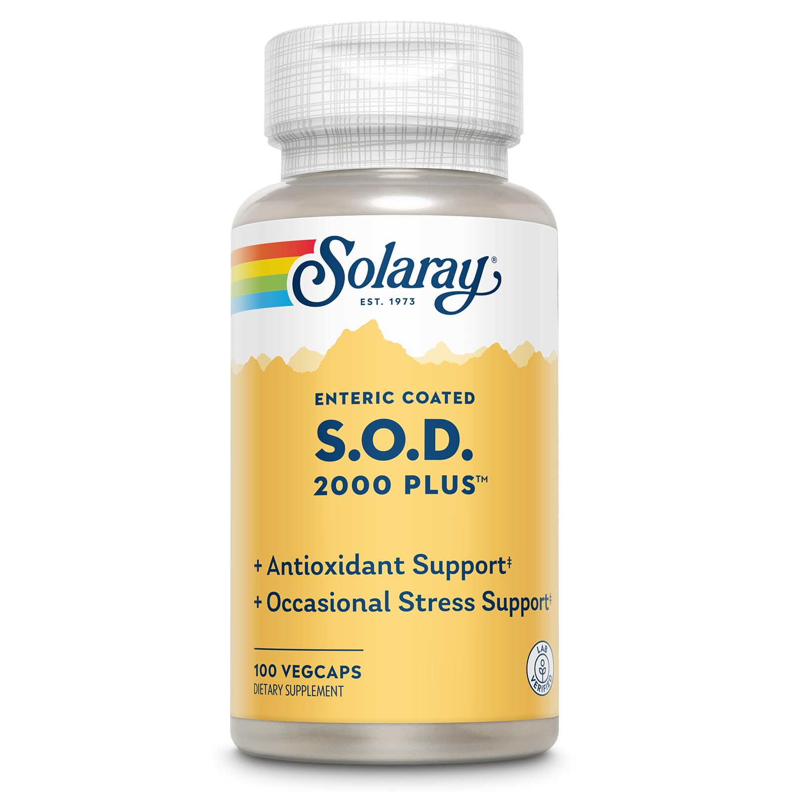 SOLARAY S.O.D. 2000 Plus - Superoxide Dismutase (SOD) and Catalase Antioxidant Supplement, Wellness Support - w/Green Tea Extract, Calcium, Rosemary, Grape Seed Extract, 60-Day Guarantee, 100 Servings