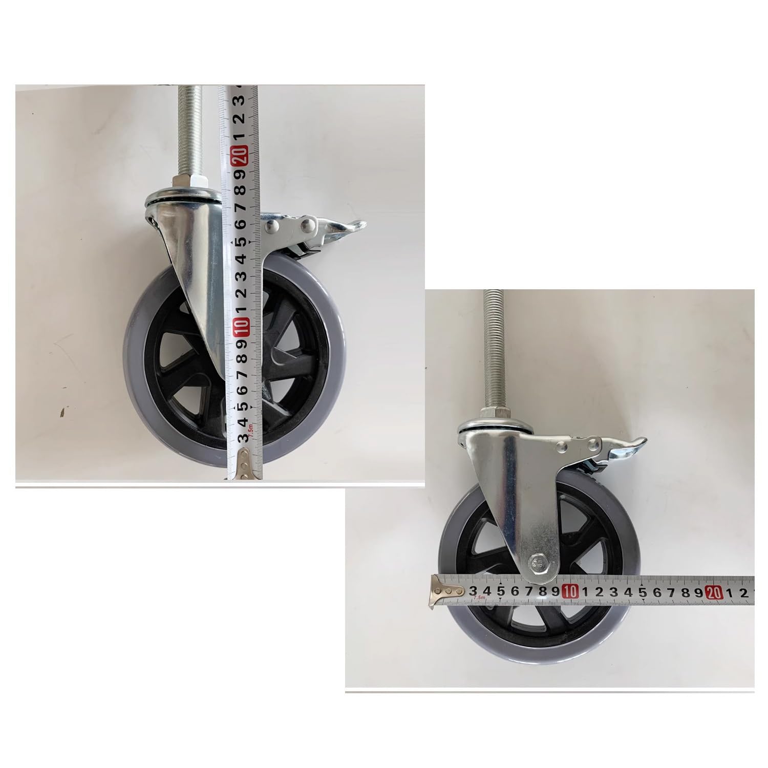 Lot de 4 roulettes pivotantes à tige filetée de 150 mm pour tables de préparation de cuisine commerciales – Roue de meubles