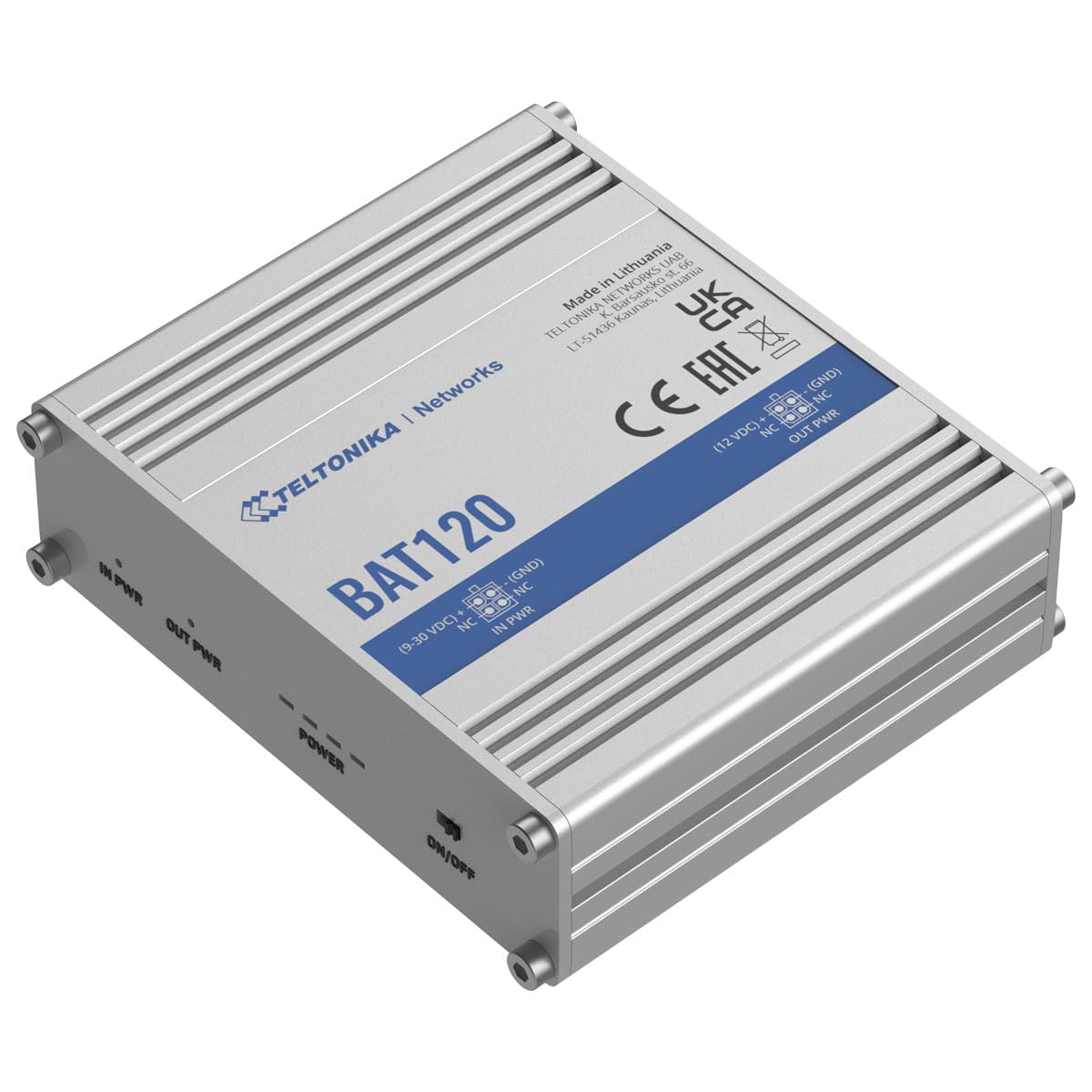 Teltonika BAT120000100 Model BAT120 Uninterrupted Power Supply; 24W US PSU 4-pin Connector; Overvoltage and Reverse Polarity Protection Teltonika BAT120000100 Model BAT120 Uninterrupted Power Supply; 24W US PSU 4-pin Connector; Overvoltage and Reverse Polarity Protection
