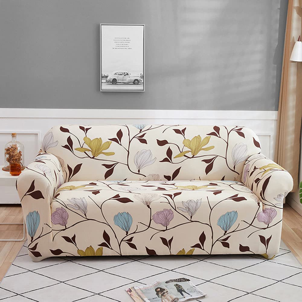 Housses de canapé extensibles pour salon familial et fauteuil d'angle à motif fleuri