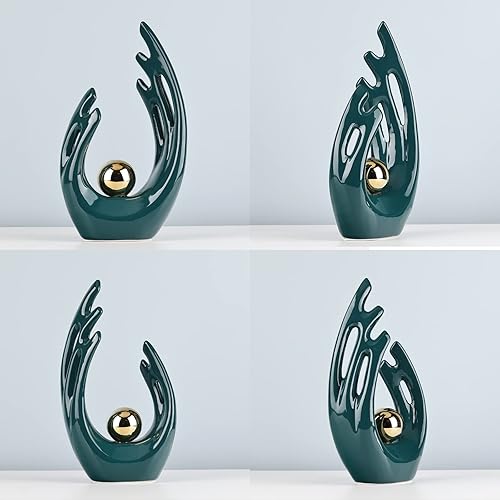 Miniatura 5 de Ceramic Abstract Statues and Sculptures Modern Art Ceramic Statues Cyan Living Room Modern Home Decor Dining Table Coffee Table Shelf Entrance Home