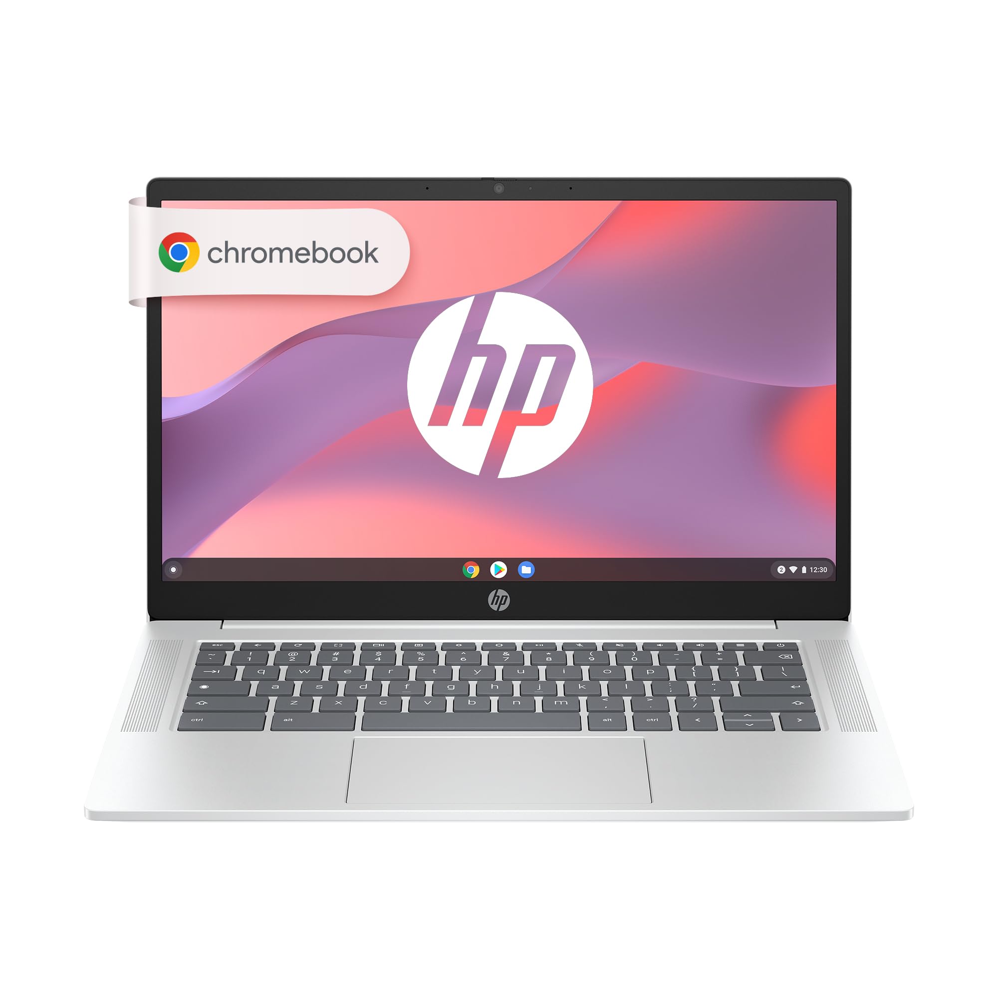 HP Chromebook, Intel Processor N100, 4GB LPDDR5, 64GB eMMC, 14-inch (35.6cm), Anti-Glare, HD Laptop, Intel UHD Graphics, 720p HD Camera (Silver, 1.45kg) nf0014TU