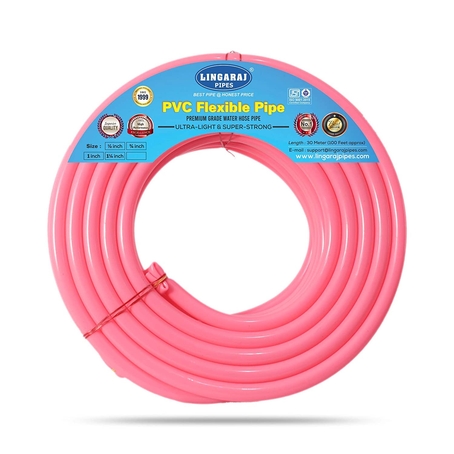 LINGARAJ Easy to Connect 0.75 Inch Heavy Durable Long Lasting PVC Hose Pipe | Easy to Connect for Home Gardening, Car, Floor Clean, Pet Bath | 15 m Long, Tube Approx 33 ft | Pink (B0B6J8GP6V) Amazon Price History, Amazon Price Tracker